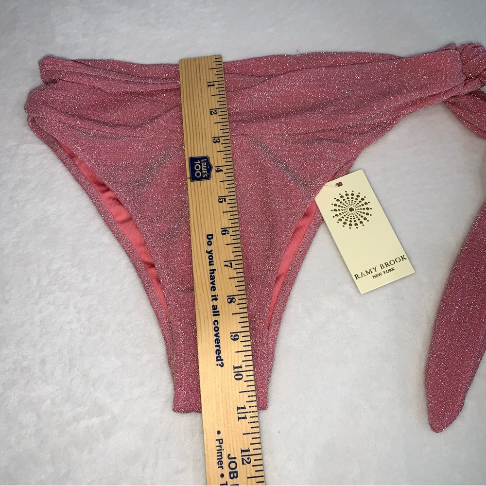 Ramy brook tasha pink‎ metallic side tie bikini bottoms size XS new with tags - Picture 6 of 11